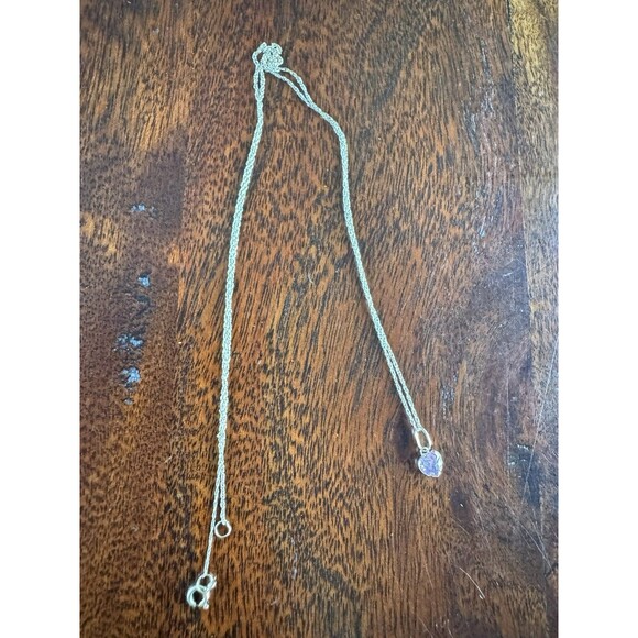 14K Solid Gold Minimalist 19” Chain 0.7mm with Dainty Pink Zircon Pendant - Picture 6 of 15